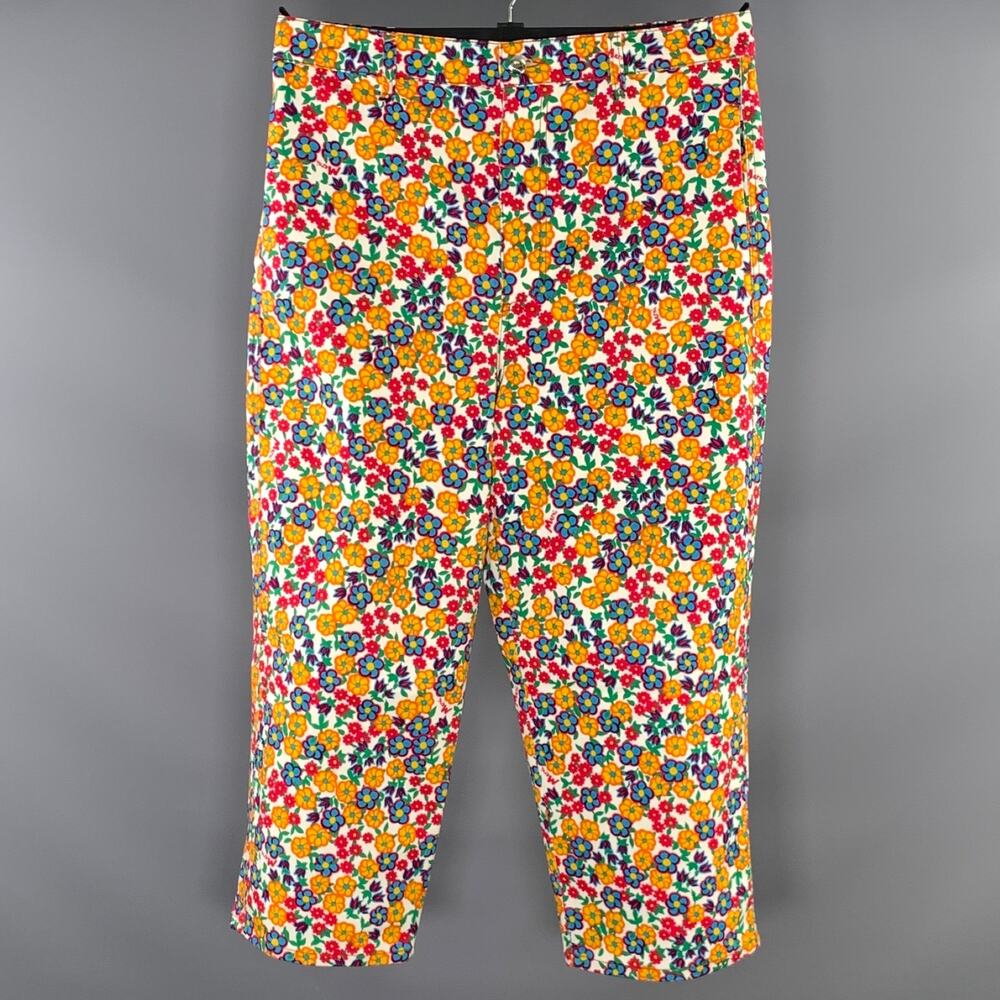 MARNI Size 34 Multi Color Floral Cotton Elastane Zip Fly Casual Pants